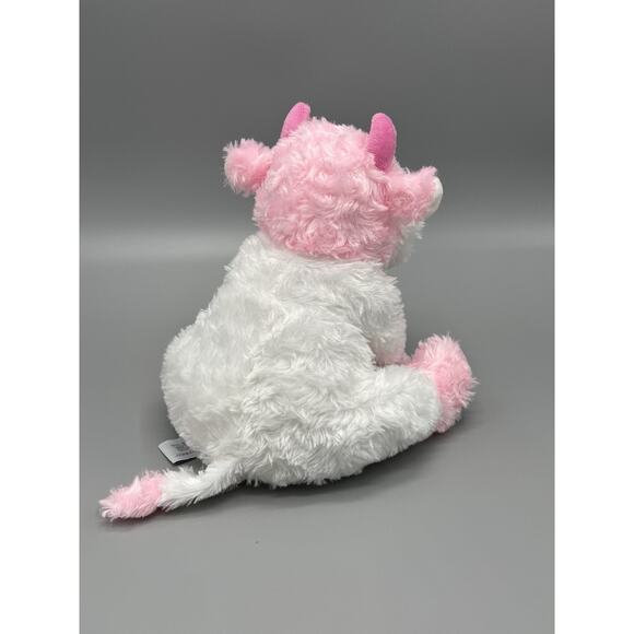 Evergreen Enterprises Pink White Cow Plush W/ Horns Stuffed Animal - Picture 4 of 11
